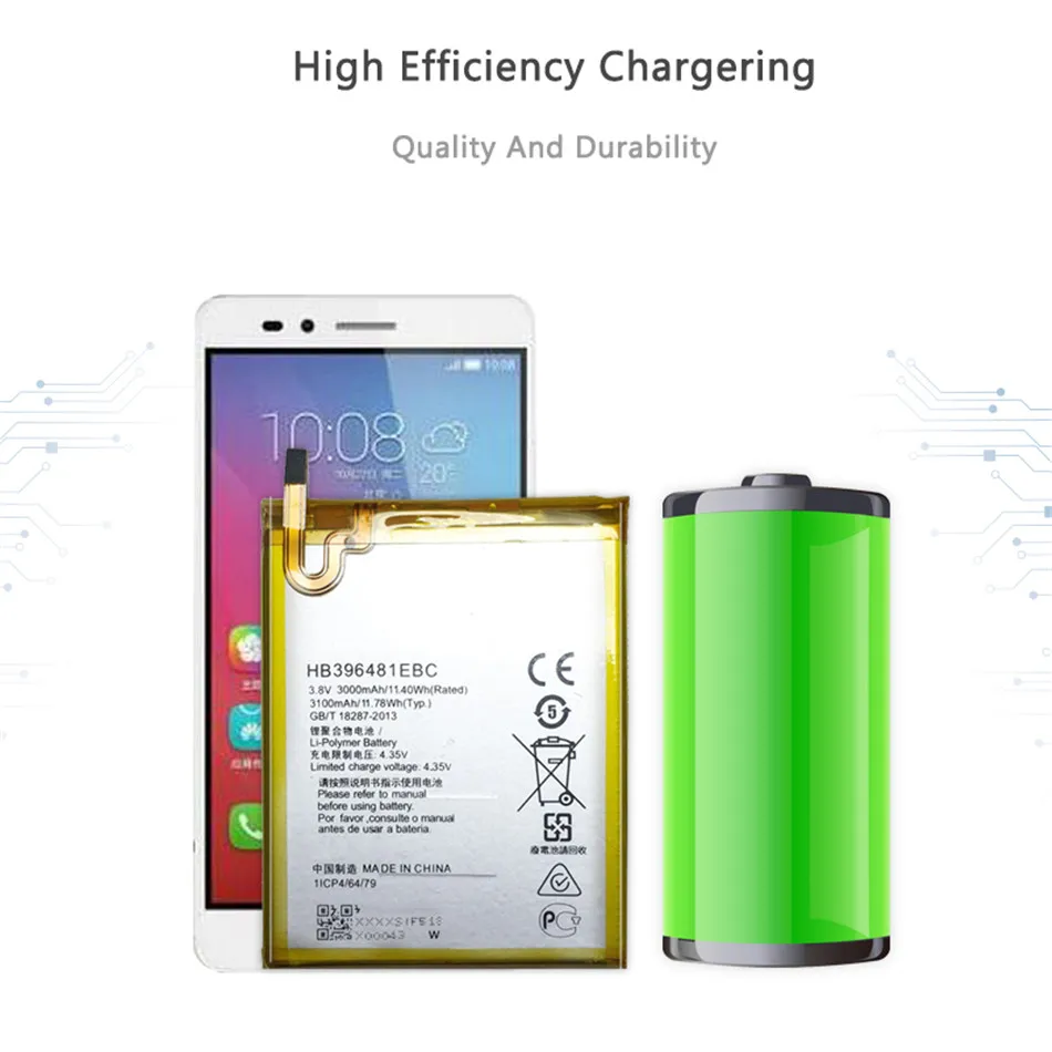Аккумулятор мобильного телефона для huawei ASCEND G7 PLUS HONOR 5X GR5 5A G8 G8X RIO L03 UL00 TL00 сменный аккумулятор 3100 мАч HB396481EBC