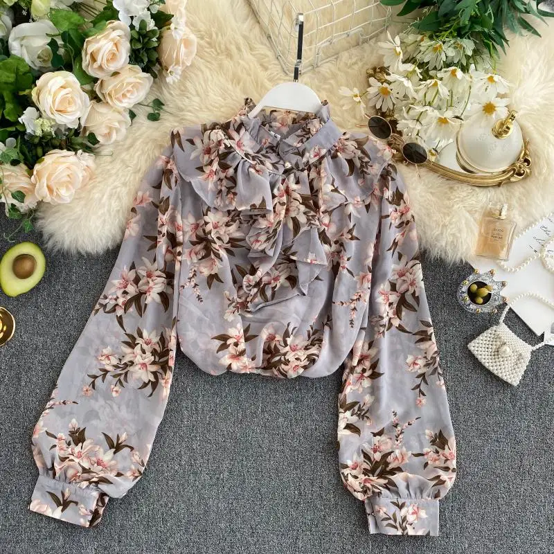 Joinyouth, женские топы, Корейская блуза, Mujer De Moda,, новая мода, женская блузка, с оборками, с цветочным рисунком, свободная, шифоновая одежда для женщин, 217