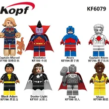 Строительные блоки Супер Герои Гладиатор Atom капитан Atom черный Adam Доктор Свет Сталь Vixen фигурки для детей игрушки KF6079