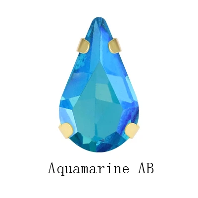 Aquamarine AB Yi Chuan Сияющие AB слеза Стразы в виде капли с золотыми когтями стекло Кристалл Стразы пони стразы пришить на одежду ремесла платья - Цвет: Aquamarine AB
