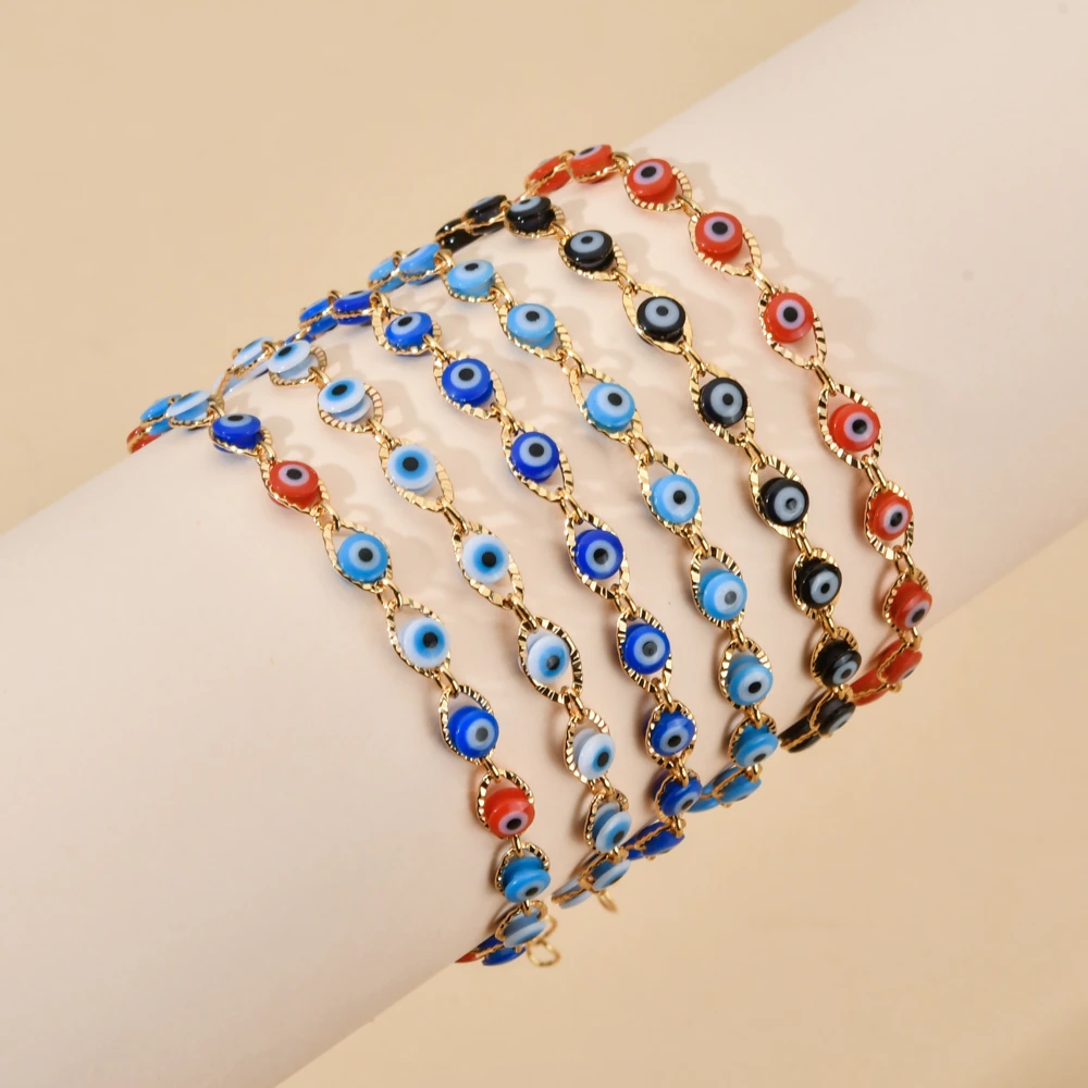 ZMZY pulsera de la turca mujer, cadena de Color dorado, joyería hecha a mano, amuleto de ojos azules, pulsera de la de amuleto| - AliExpress