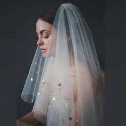 White Pure Simple Style Star Veil Bride Short Wedding Veils Tulle Pretty Hair Accessories Bridal Wedding Veil