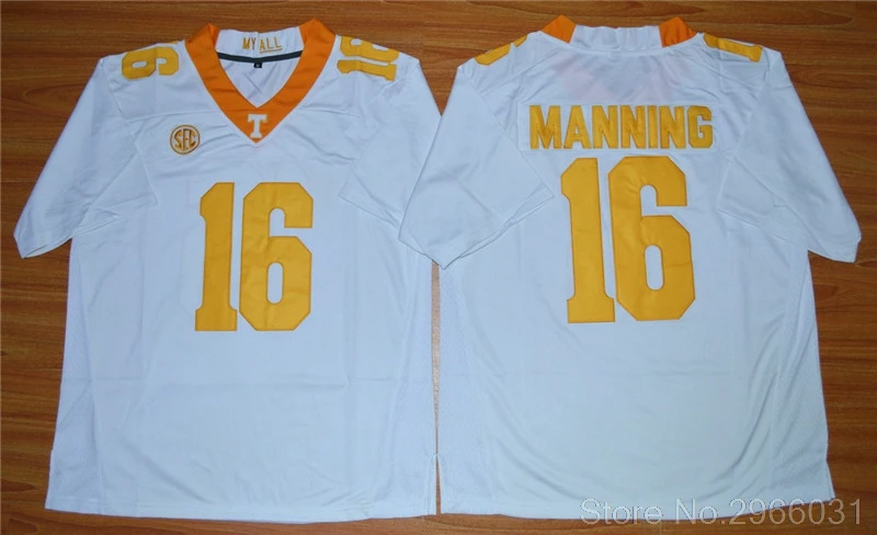 Белый Tennessee Volunteers Peyton Manning 16 College Jersey- White Black Orange Stitched Size S-3XL Free Shipping - Цвет: Белый