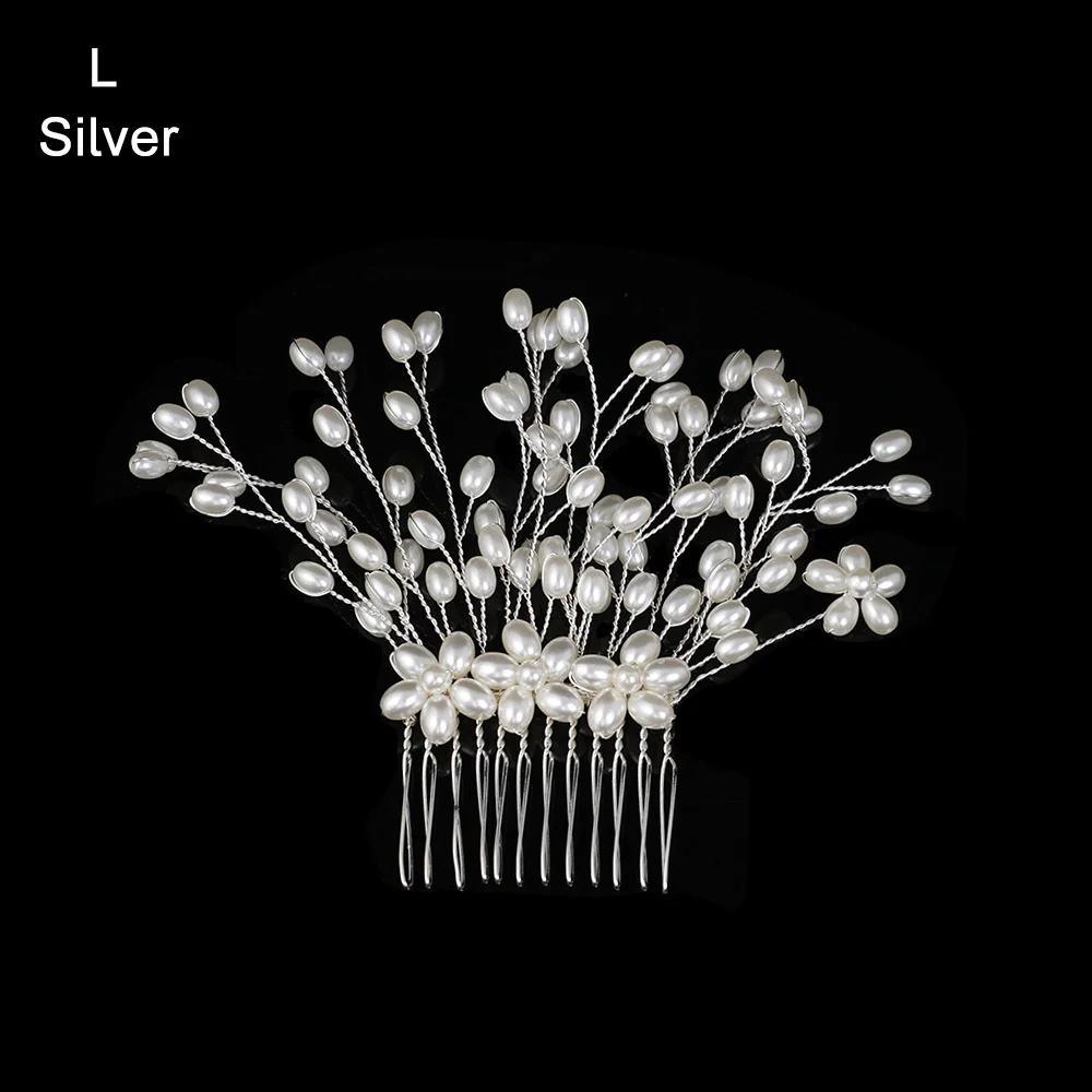 L-Silver Кристальные жемчужины гребни невесты аксессуары для волос Свадебные Заколки для волос аксессуары ювелирные изделия ручной работы женские украшения для волос Головные уборы - Окраска металла: L-Silver