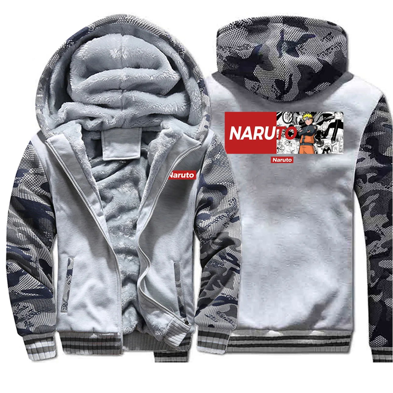 Наруто Boruto Мужское пальто Учиха Итачи Узумаки Саске Какаши Гаара камуфляжная Толстовка Осень Япония Аниме хип хоп размера плюс уличная одежда - Цвет: Light Gray 6