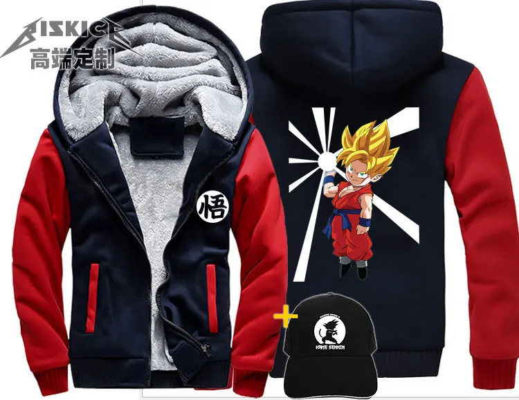 Dragon Ball saiyan, крутая уличная одежда в стиле хип-хоп, Мужская одежда, wo, мужское плотное пальто, куртка, зимняя теплая бархатная толстовка, топ с капюшоном - Цвет: Style 13 Asian size
