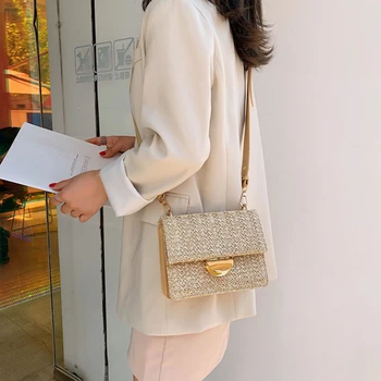 

Women Summer Bali Rattan Bags Square buckle Straw Bag Handmade Woven Beach Crossbody Bags Bohemia Wicker Bag Fashion Handbags