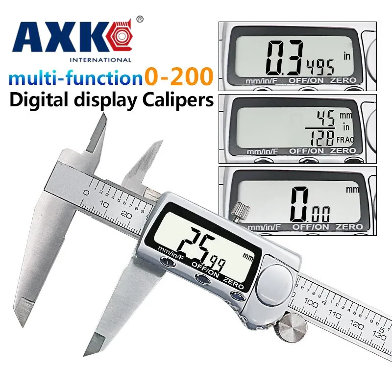 

Electronic Digital Caliper Inch Metric Fractions Conversion 0-8 Inch 200mm Stainless Steel Body Extra Large LCD Screen DT210
