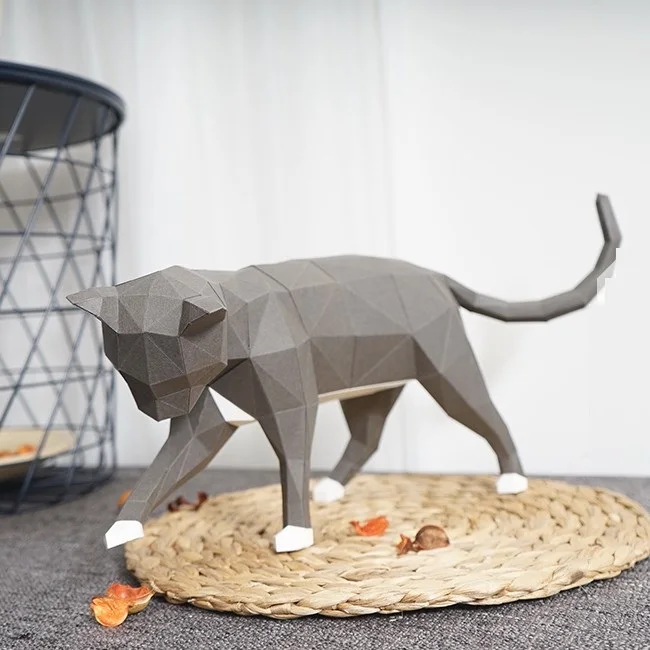 

Lovely Cat Paper 3D DIY Material Manual Creative Home Desk Decor Props DIY Hand Made Geometric Paper Figures Craft Project