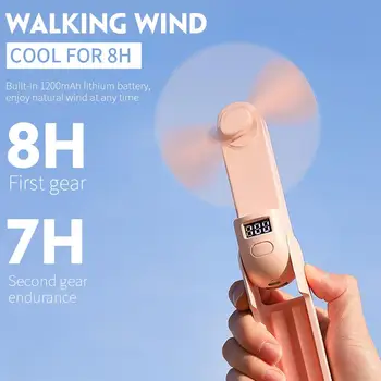 

3 IN 1 USB Rechargeable Fan LCD Display Mobile Phone Power Bank Stand Hold Hand-Held Mini Folding Fan for Camping Travel Outdoor