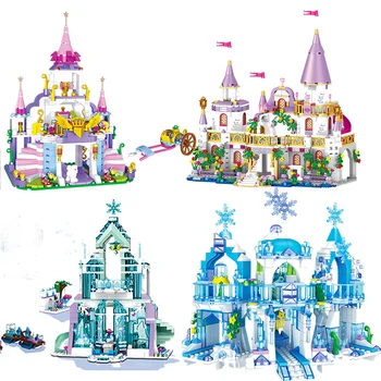 

848PCS Snow Queen Ice Castle Bricks Princess Castle Building Blocks Compatible Girls Friends City Educational Toys For Children