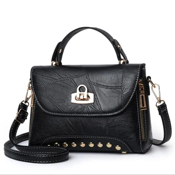 

21CLUB Brand Small Casual Rivet Geometric Thread Ladies Totes Shopping Party Versatile Purse Women Crossbody Messenger Bags