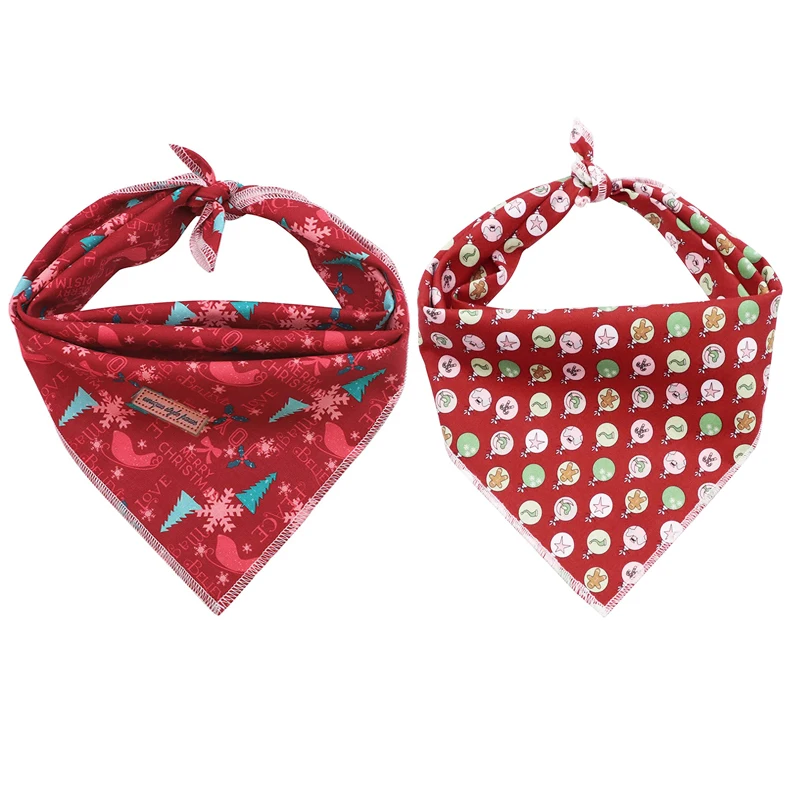 

Unique Style Paws 2 Pcs Christmas Red Tree Dog Bandana Dog Scard Pet Product Gift for Dog Bandage Bandana