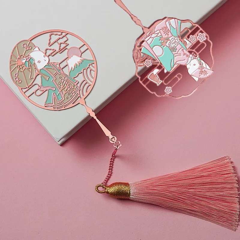 Металлическая Закладка Kawaii Hanfu животные кошка милые закладки для книг Segnalibro