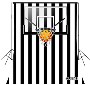 

Black and White Stripes Photography Background Birthday Party Sports Basketball Themed Decor Creative Backdrops Photo Studio