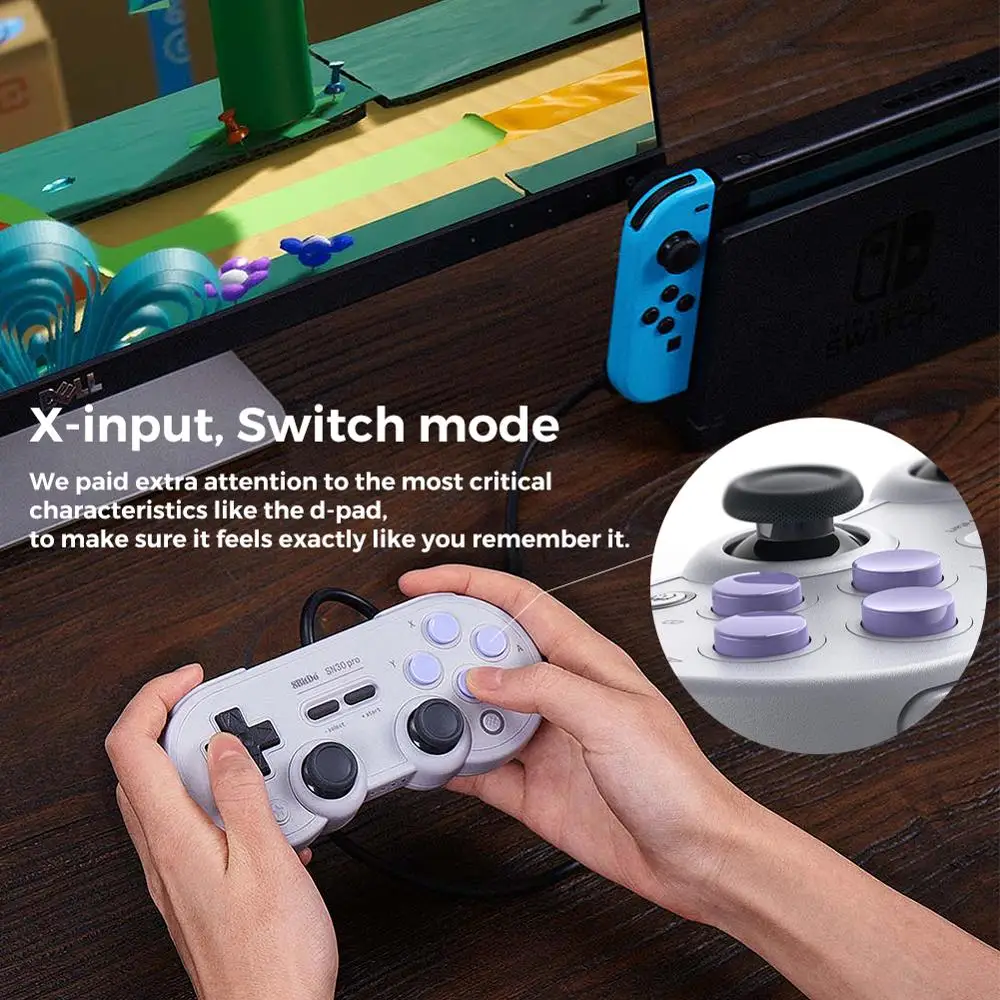 8BitDo проводной SN30 Pro USB геймпад гул вибрации турбо функция USB кабель для nintendo Switch Windows Raspberry Pi SN Edition