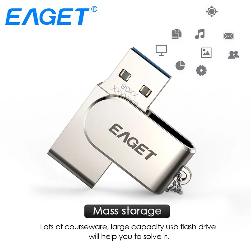  EAGET USB Flash Drive 32GB Metal Pendrive High Speed USB 3 .0 Memory Stick 64GB pen Drive Real Capa