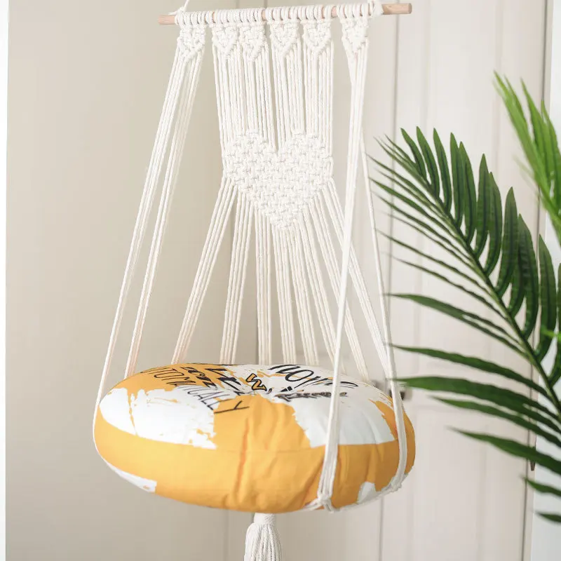 

Boho Cat Swing Cage Handmade Macrame Pets Support Nordic Pet House Cats Hanging Sleep Chair Seats Toy Four Seasons Available