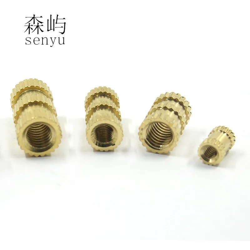 LUCHANG Free Shipping 200pcs Brass insert M2 Through Thread Copper Inserts Brass Insert Double Pass Knurled Nut Embedded Faster