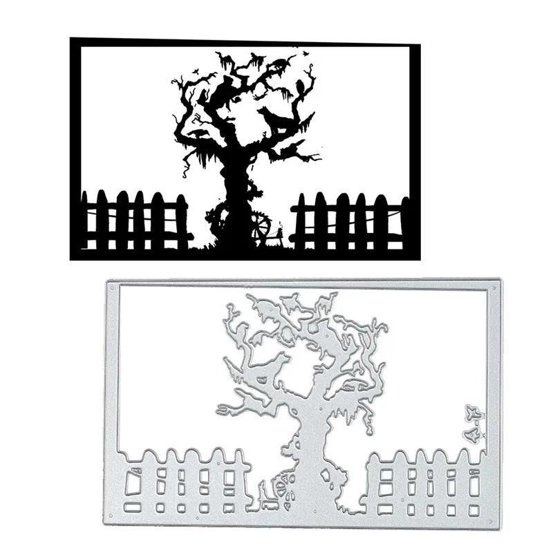 

GJCrafts Halloween Fence Metal Cutting Dies New Dies Scrapbooking Card Making Embossing Stencil Die Cut Frame Craft Dies