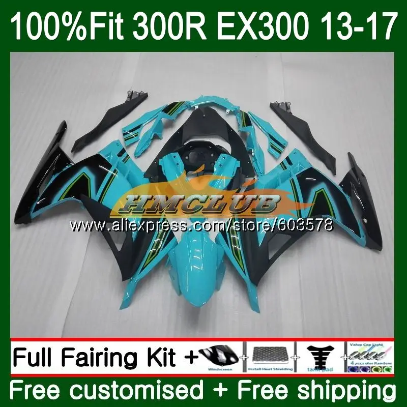 Инъекции для KAWASAKI NINJA ZX3R ZX 300R 13, 14, 15, 16 лет 25CL. 44 EX300 ZX-3R ZX300R 2013 обтекатель голубой черный