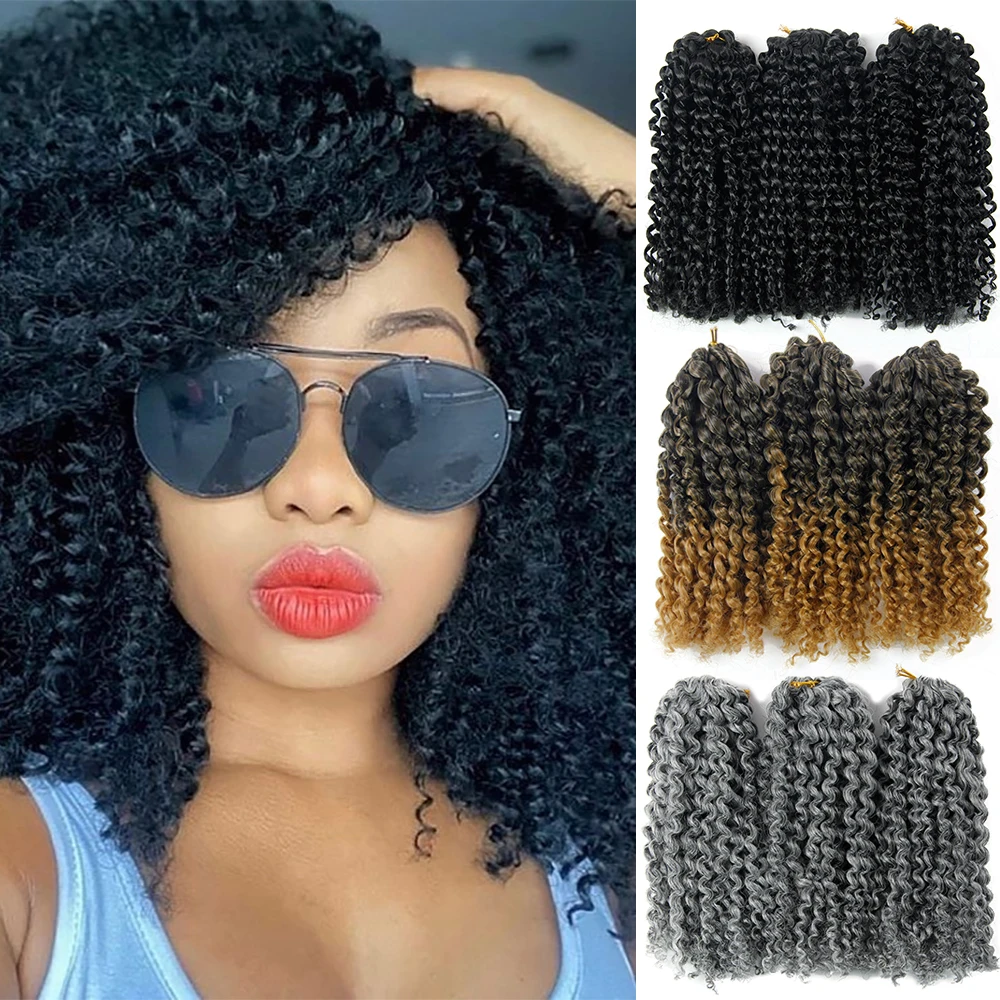 

Cheris 8'' Crochet Hair Marley Braid Hair Ombre Braiding Hair Extensions Synthetic Crochet Braids Jerry Curly Bundles Weave