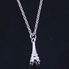 Новое модное ожерелье, 23x9x9 мм, Эйфелева башня, Париж, серебряные подвески, короткие, длинные, для женщин, мужчин, ожерелье, подарок, ювелирное изделие, колье