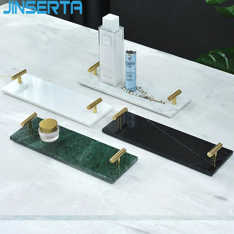 JINSERTA натуральный мрамор поднос для сервировки ювелирных изделий дисплей тарелка косметический Органайзер прямоугольная десертная Фруктовая тарелка Настольный декоративный поддон