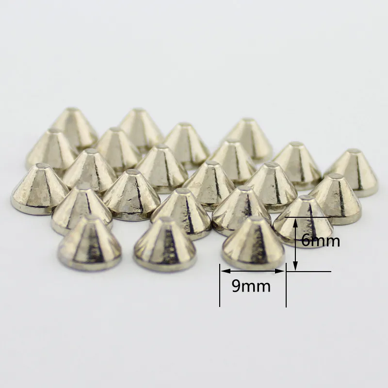 50pcs 9x6mm Silver Gold Thorns Spikes Rivets for Leather Punk Rivets Bullet with Screws DIY Tire Studs for Clothes metal rivets leather rivets metal studs
