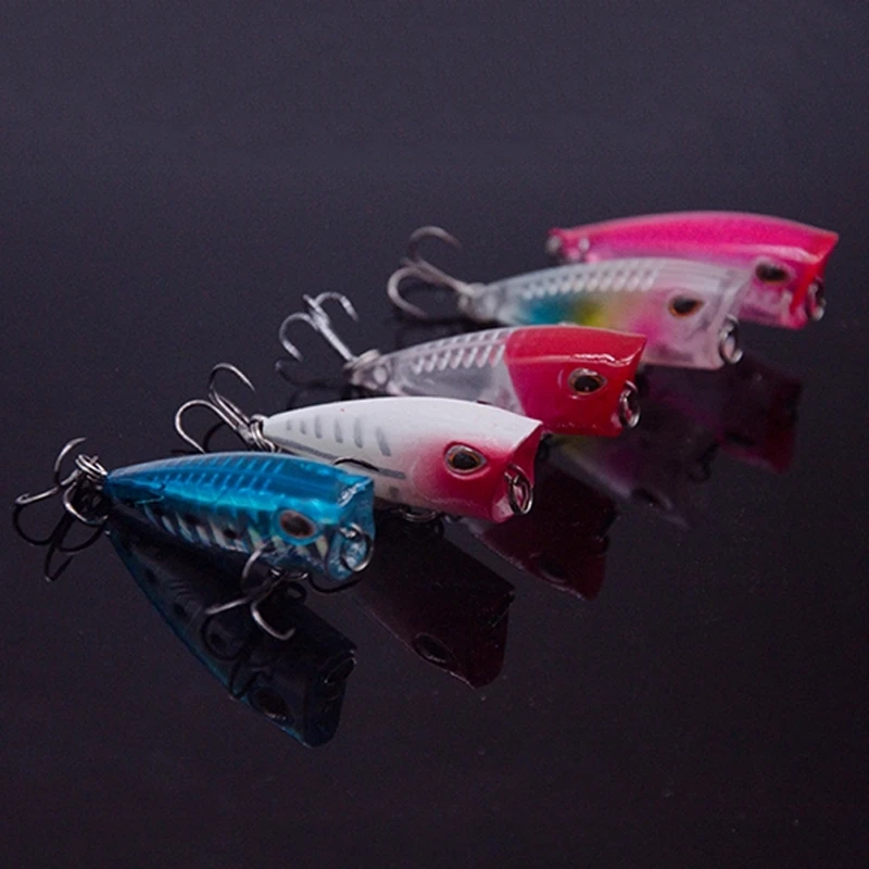 

5Pcs/box Mini Popper Artificial Fishing Lures Wobbler 4cm3.2g Hard Bait Crankbait Floating Top Water Baits Fishing Tackle Minnow