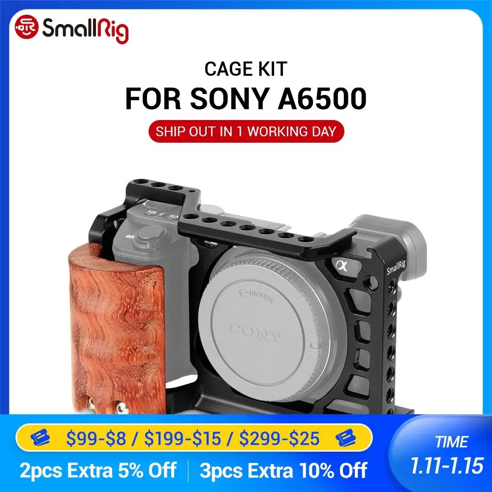 Клетка стабилизатор для камеры Sony A6500 с деревянной ручкой|kit kits|kit camerakit wood |