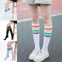 Сексуальные женские вязаные длинные полосатые носки выше колена, высокие носки для школьниц