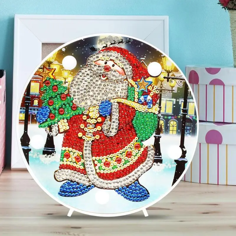 

DIY LED Diamond Painting Festival Decoration Special Shaped Wide Scope of Application Santa Claus Cross Stitch Work Room Decor