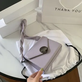 

New Braided Shoulder Strap Female Flap Bags Small PU Leather Crossbody Bags for Women Solid Color Mini Ladies' Travel Handbags