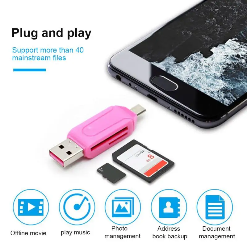 Portable 2 In 1 USB Type C To Micro SD TF Card Reader OTG Adapter PC Laptop Android Smart Phone Converter For Huawei Xiaomi | Мобильные