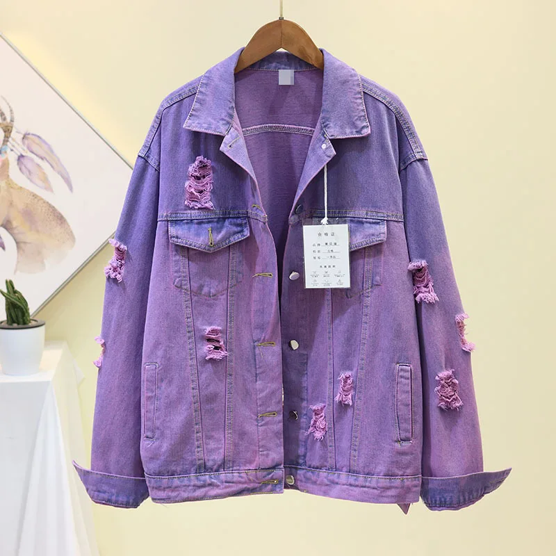 purple SHENGPALAE, новинка, весна-осень, корейский стиль, длинный рукав, однобортный, карманы, отверстие, отложной воротник, женское Свободное пальто FR558 - Цвет: purple