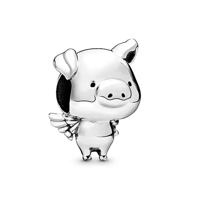 

Free Shipping Authentic 925 Sterling Silver Pippo the Flying Pig Charm Fit Original Pandora Bracelets For Women DIY Jewelry Bead