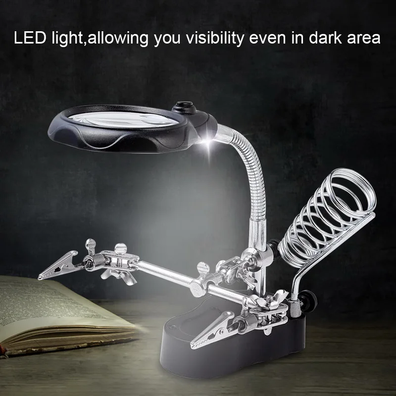 Паяльник станция Подставка с сварочной лупой зажим для стеклянных зажимов