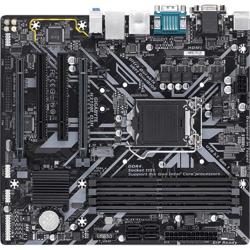 Материнская плата Gigabyte H310M D3H Soc-1151v2 Intel H310 4xDDR4 mATX AC`97 8ch(7.1) GbLAN+VGA+DVI
