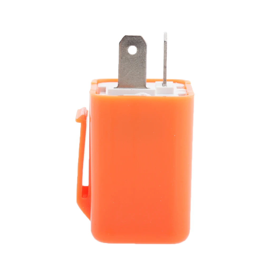 Orange 12V 2 Pin Electronic Turn Signal Adjustable Flasher Relay Flash Fit for Motorcycle