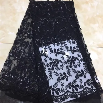 

Embroidery African Mesh Milk silk Lace Fabrics Sequins Lace Fabrics Flower Pattern Sequence Laces Fabric for Nigerian Net Lace