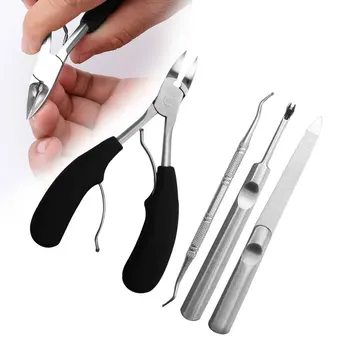 

4pcs Double Spring Arc Handle Stainless Steel Heavy Duty Thick Ingrown Labor Saving Ergonomic Nail Scissor Toenail Clipper Set