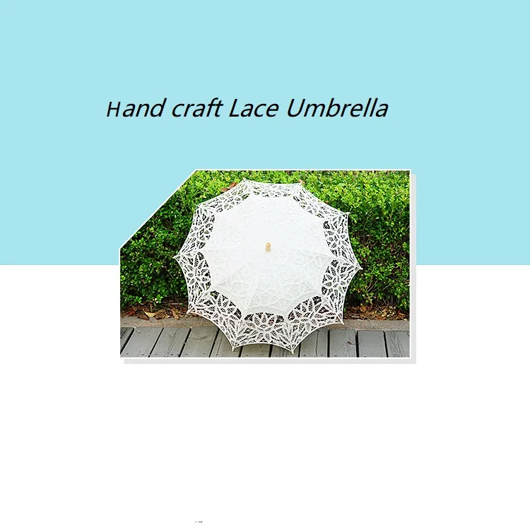 Модный зонтик от солнца, хлопковый вышитый зонтик для невесты, белый, слоновой кости, Баттенбург, кружевной зонтик, Свадебный зонтик, украшения