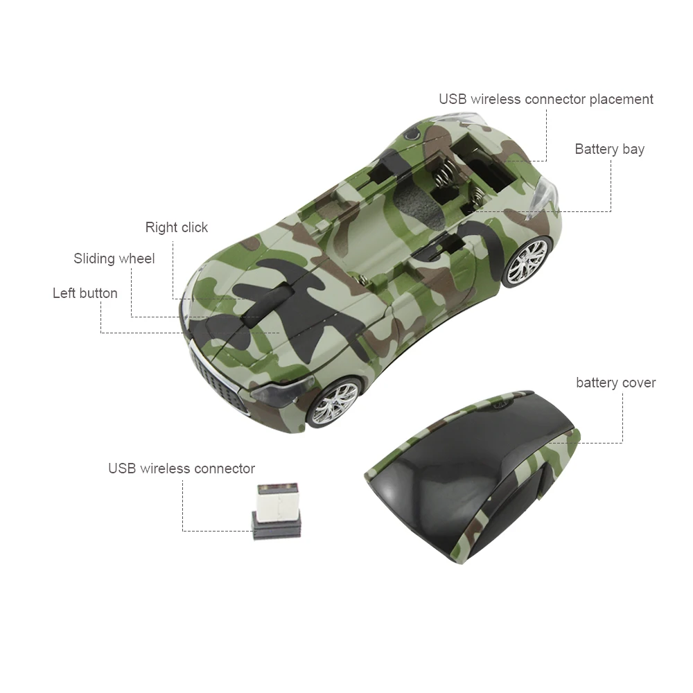 CHYI Беспроводная Спортивная Автомобильная компьютерная мышь USB оптическая Wirh светодиодный свет игровая мышь 3D 1600 dpi мыши для подарка настольного ноутбука