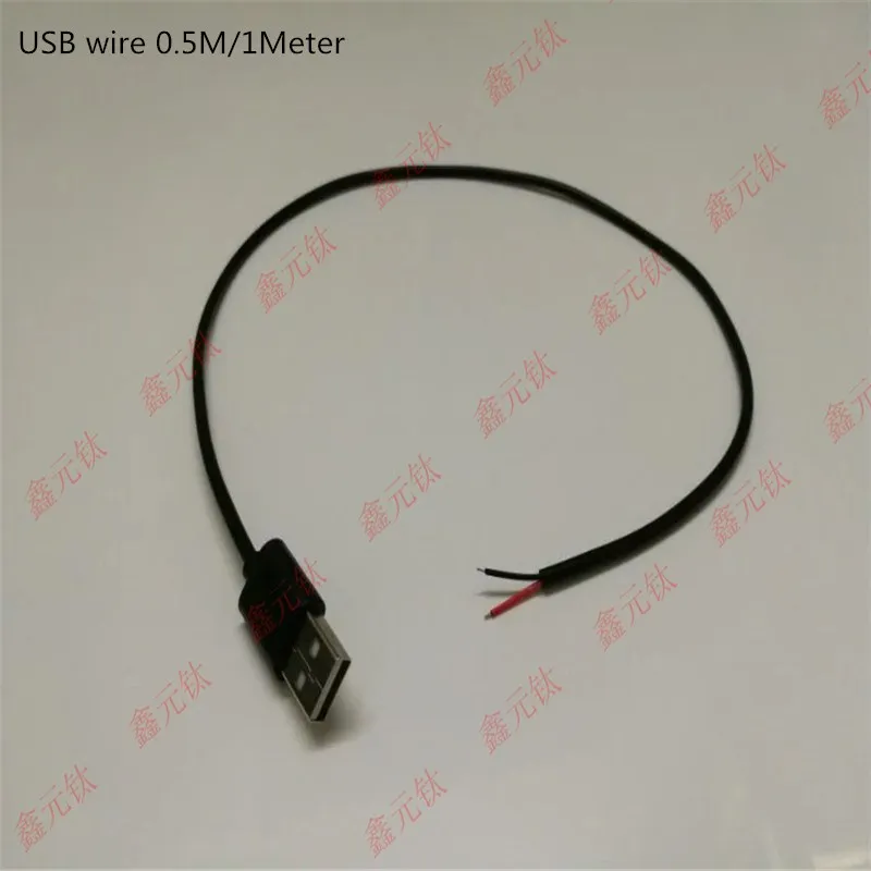 USB удлинитель 0,5 м 1 метр 2pin красная и черная линия USB Мужская головная линия лампа с проводом 5 шт./лот
