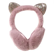 Зимние Мультяшные женские наушники с блестками и кошачьими ушками, Корейская версия милых плюшевых теплых складных ушей 12,16