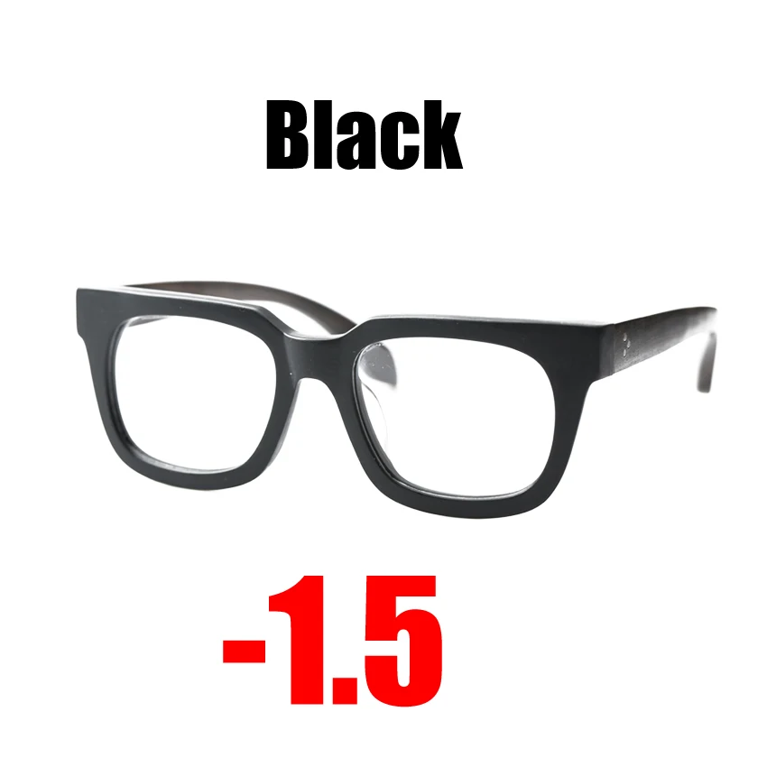 Black -1.5 SOOLALA Настоящие Деревянные-от 0,5 до 4,0 анти-синие оптические очки по рецепту, очки для близорукости, женские и мужские оправы для очков с подарочными футлярами - Цвет оправы: Black -1.5