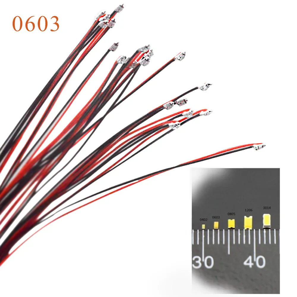 10pcs Wired SMD 0603 3V/12V Led Lamp Models Pre-soldered Micro Litz For Train Railway Landscape Lighting 4