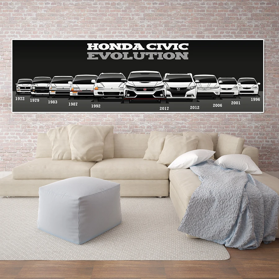 Настенный художественный модульный плакат с изображением холста Ретро Honda CIVIC Автомобильная живопись современное украшение дома гостиная 1 шт. баннер
