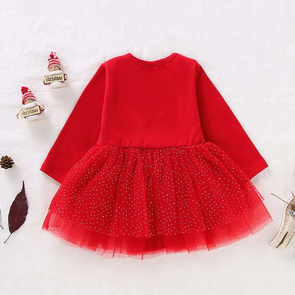 Рождественское платье для первого дня рождения; Vestido infantil; праздничное платье из тюля с принтом оленя для новорожденных; зимнее платье для девочек; Sukienki